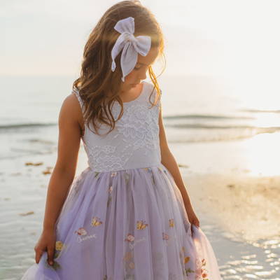 Floral Embroidered Tulle Dress – Sleeveless Knee Length