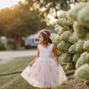  Floral Embroidered Tulle Dress – Sleeveless Knee Length