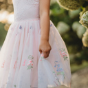 Pink 6-12M Floral Embroidered Tulle Dress – Sleeveless Knee Length