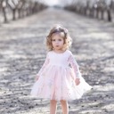  Floral Embroidered Tulle Dress – Long Sleeve Knee Length