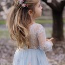  Floral Embroidered Tulle Dress – Long Sleeve Knee Length
