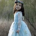Light blue 6-12M Floral Embroidered Tulle Dress – Long Sleeve Knee Length