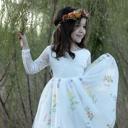 White 6-12M Floral Embroidered Tulle Dress – Long Sleeve Knee Length