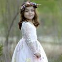 Pink 6-12M Floral Embroidered Tulle Dress – Long Sleeve Knee Length