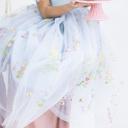 Light blue 6-12M Floral Embroidered Tulle Dress – Sleeveless Knee Length