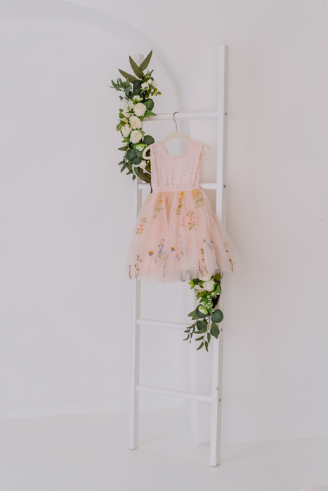 Floral Embroidered Tulle Dress – Sleeveless Knee Length