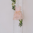  Floral Embroidered Tulle Dress – Sleeveless Knee Length