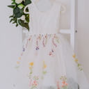  Floral Embroidered Tulle Dress – Sleeveless Knee Length