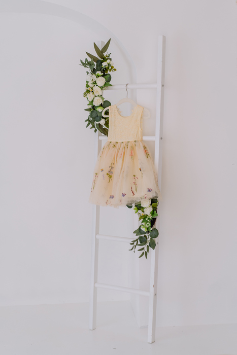 Floral Embroidered Tulle Dress – Long Sleeve Knee Length