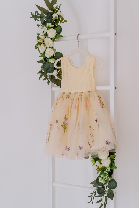 Floral Embroidered Tulle Dress – Sleeveless Knee Length