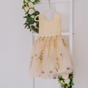 Champagne 6-12M Floral Embroidered Tulle Dress – Sleeveless Knee Length