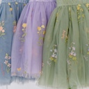  Floral Embroidered Tulle Dress – Sleeveless Knee Length