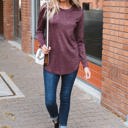 Medium SHIMMER BURGUNDY Button Back Top