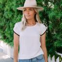 Small White Velvet Jessie Pom-Pom Tee