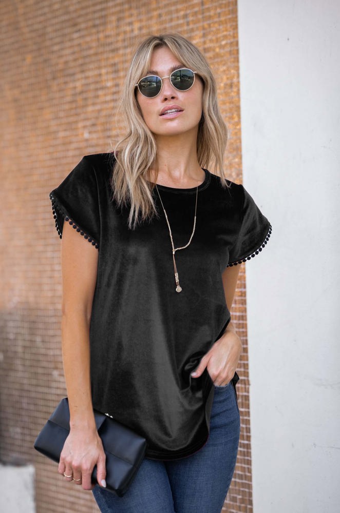 Velvet Jessie Pom-Pom Tee