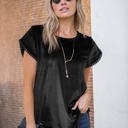 Small VELVET Black Velvet Jessie Pom-Pom Tee