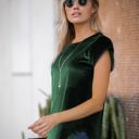 Large EMERALD Velvet Jessie Pom-Pom Tee