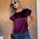 Large WINE Velvet Jessie Pom-Pom Tee