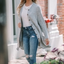  Plush Shirred Waist Cardigan