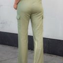 Medium LIGHT OLIVE White Serena Straight Leg Cargo Linen Pants