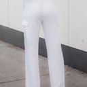 Large White White Serena Straight Leg Cargo Linen Pants