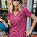 Medium HEATHER HOT Pink Amaryllis Tee (Heather)