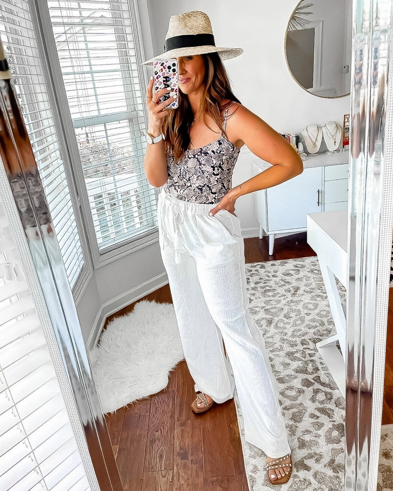 White Avery Wide-Leg Pants