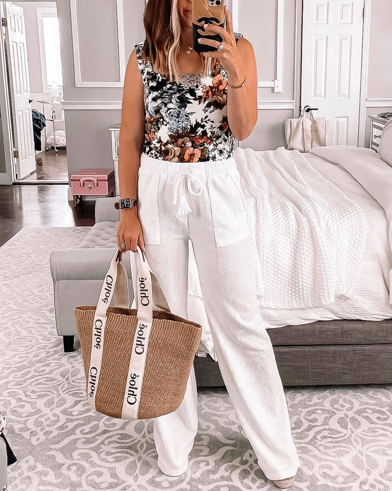 White Avery Wide-Leg Pants