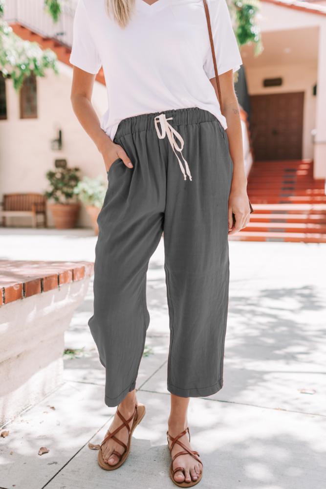 Linen Elastic Waist Pants