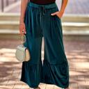  Velvet Tiered Wide Leg Crop Pants