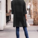 XL-2XL Black Swiss Dot Ruffle Midi Sleeve Flowy Cardigan