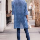 XL-2XL DUSTY Blue Swiss Dot Ruffle Midi Sleeve Flowy Cardigan