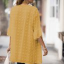 XL-2XL MUSTARD Swiss Dot Ruffle Midi Sleeve Flowy Cardigan