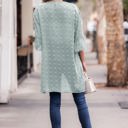 XL-2XL SAGE Swiss Dot Ruffle Midi Sleeve Flowy Cardigan