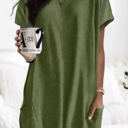  Loose Pocket Casual Short Sleeve Tunic Top