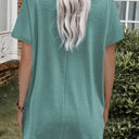 1X Gray Loose Pocket Casual Short Sleeve Tunic Top