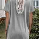 XL Gray Loose Pocket Casual Short Sleeve Tunic Top