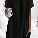 Small Black Loose Pocket Casual Short Sleeve Tunic Top