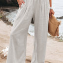 Medium White Loose Smocked High Waist Wide Leg Trousers