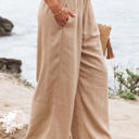 Small White Loose Smocked High Waist Wide Leg Trousers