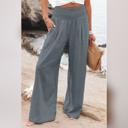 Small Gray Loose Smocked High Waist Wide Leg Trousers