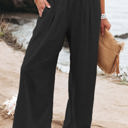 Medium Black Loose Smocked High Waist Wide Leg Trousers