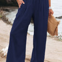 Small Blue Loose Smocked High Waist Wide Leg Trousers