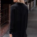 Medium Black Priscilla Pocket Linen Relaxed Collard Blouse