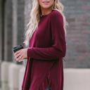 Small BURGUNDY Charmed Ruffle Blouse