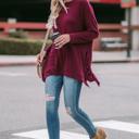 X-Small BURGUNDY Charmed Ruffle Blouse