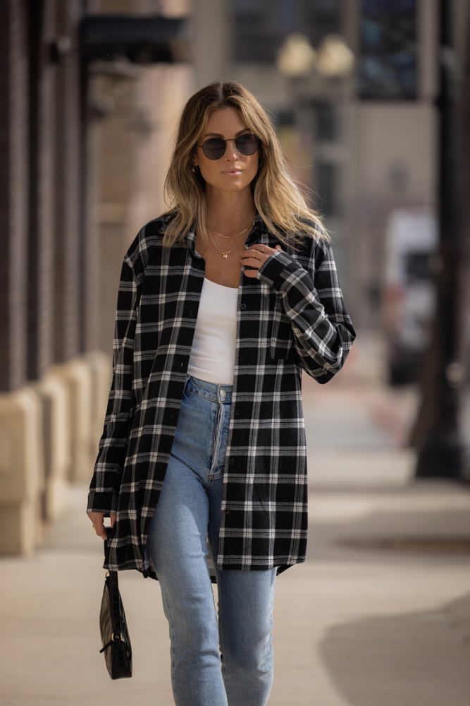 Plaid Knit Boyfriend Shirt