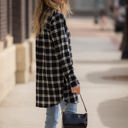 XL Black Plaid Knit Boyfriend Shirt