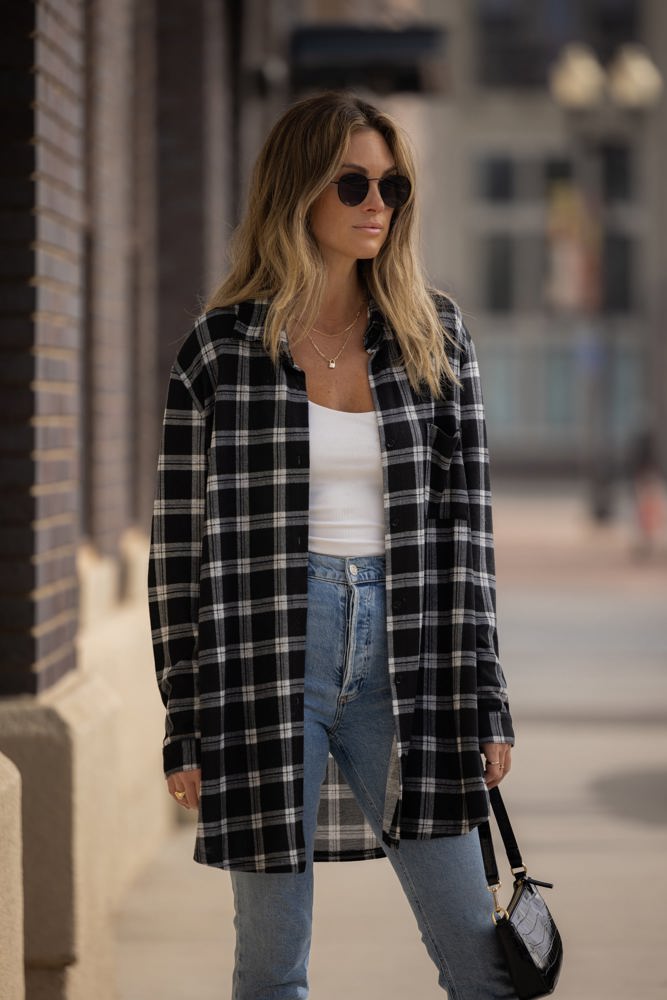 Plaid Knit Boyfriend Shirt