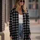 XXL Black Plaid Knit Boyfriend Shirt